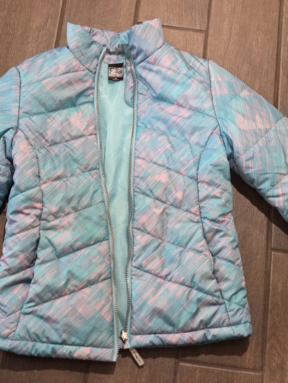 Girls' Light Blue & Pink Puffer Jacket - Kids Zero Exposure